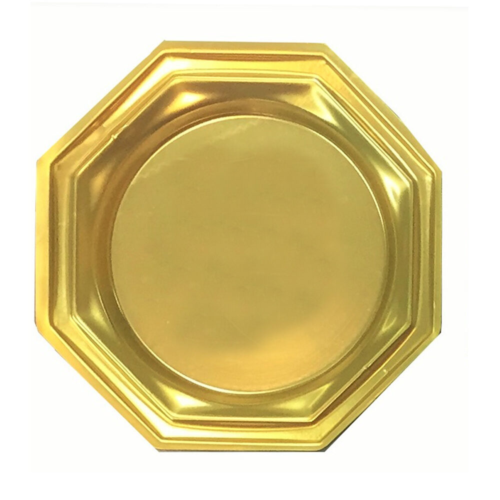 X 500PCS GOLD DISH OCTAGONAL 8 CM