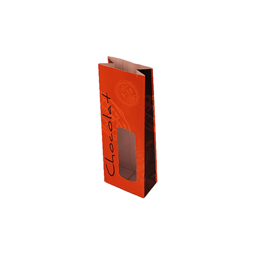 X100PC LAMINATED BLOCK BOTTOM BAGS CHOCOLAT ORANGE 70+40/200