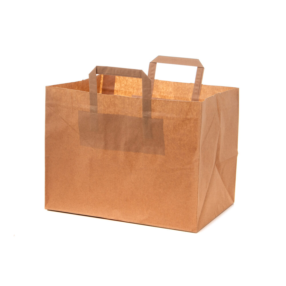 X250ST ZAK PAPIER KRAFT VLAK HANDVAT 32X21X24CM
