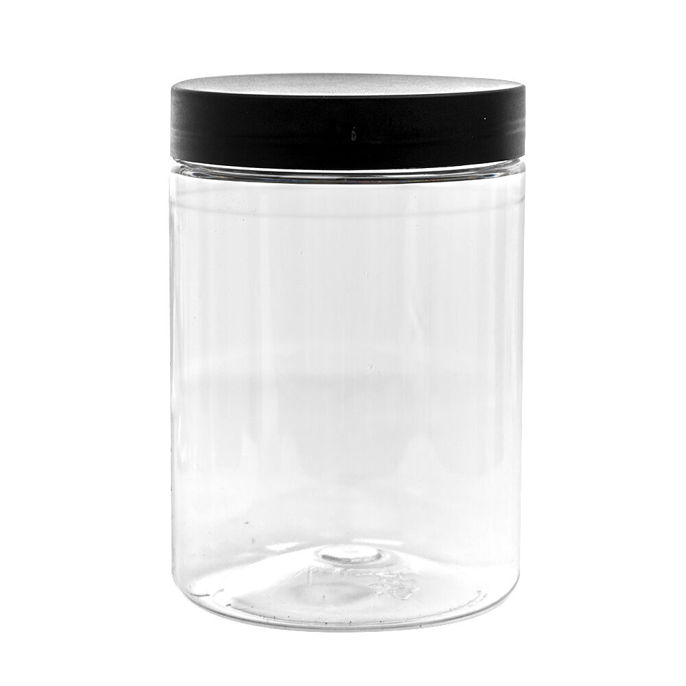 X64P  JAR 1000 ML - 85Ø - TRANSPARANT PET+COUVERCLE NOIR PP