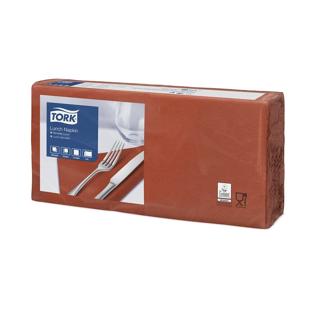 C/10X200ST TORK LUNCH NAPKIN 33X33CM 2L 1/4V TERRACOTTA
