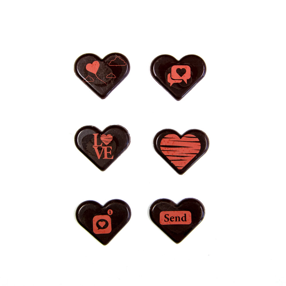 C/5X48ST CHOCOLATE PLAQUE - VALENTINE HEART MIX - FONDANT