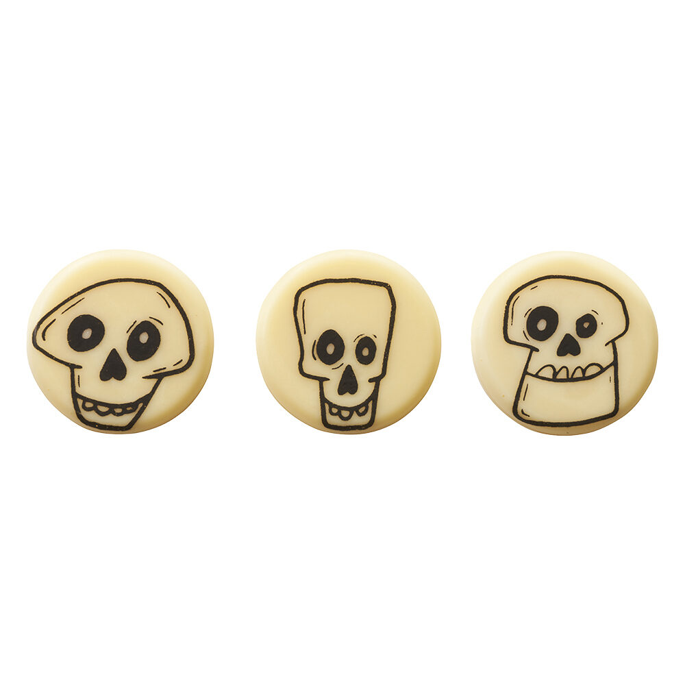 X270ST ROUNDS - HALLOWEEN SKULL - Ø3 CM - WITTE CHOCOLADE