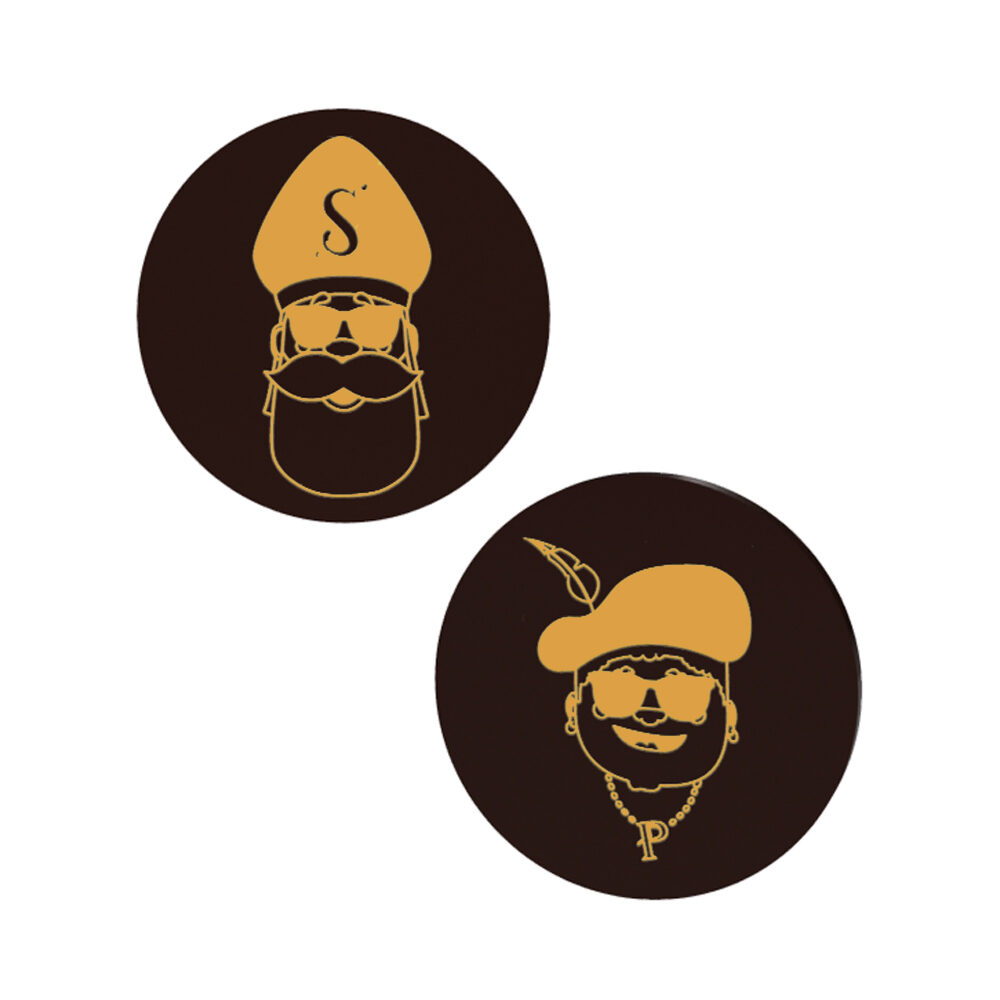 X270ST CHOCOLADE PLAKJE - SINT & PIET - ROND -3 CM
