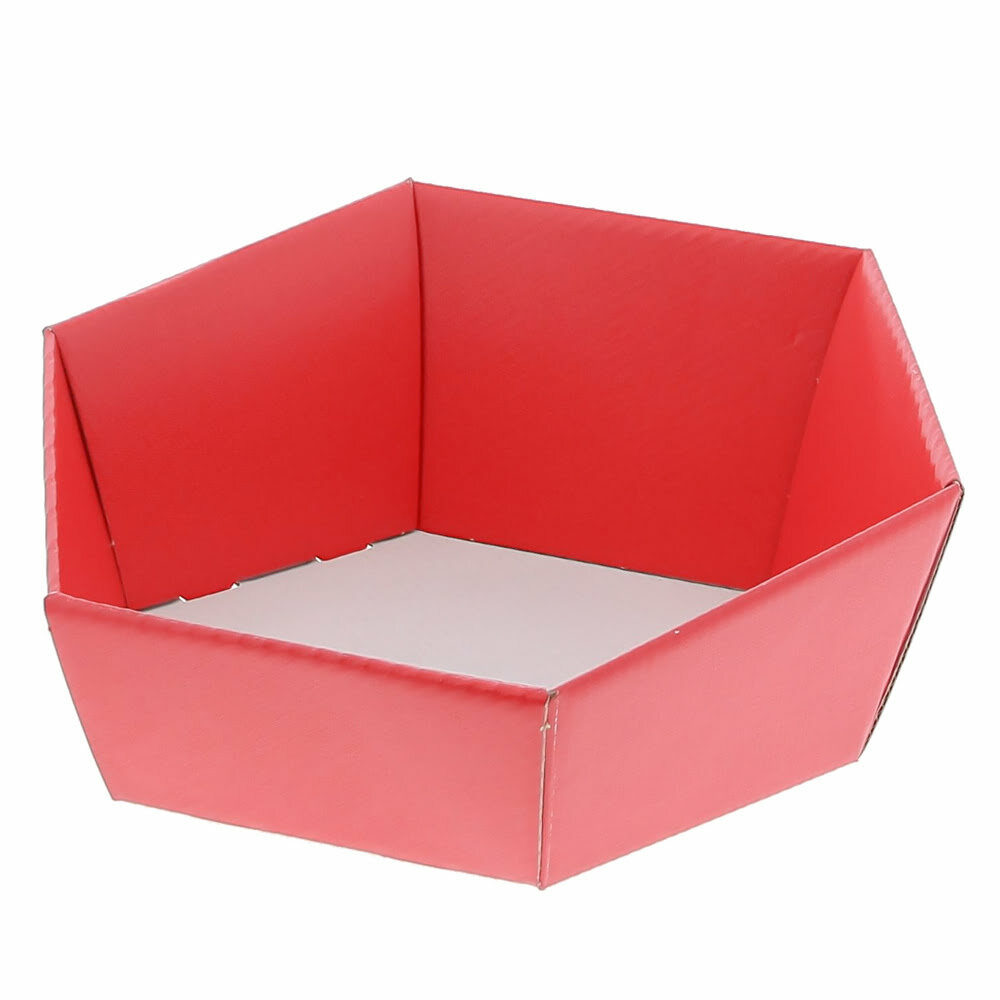 X1PC PANIER HEXAGONAL LINO ROSSO ROUGE 20,5X20,5X10CM