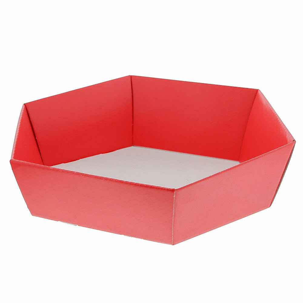 X1PC BASKET HEXAGONAL LINO ROSSO RED 38X38X13CM
