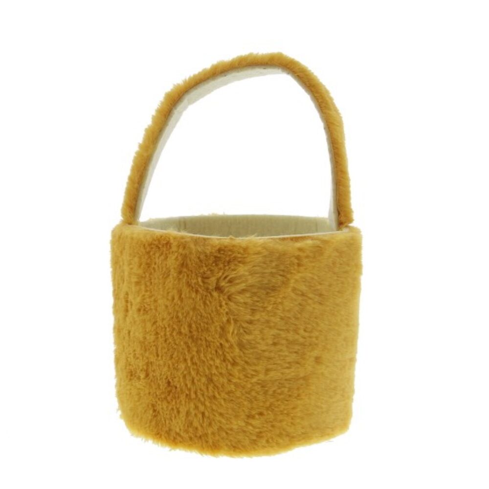 X1PC PANIER PLUSH JAUNE OCRE 15X15X24CM