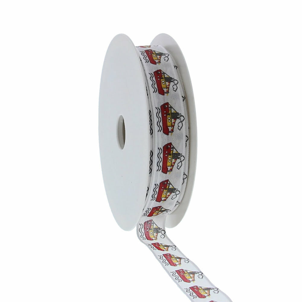 X1PC RUBAN BATEAU A VAPEUR BLANC 15MM 20M