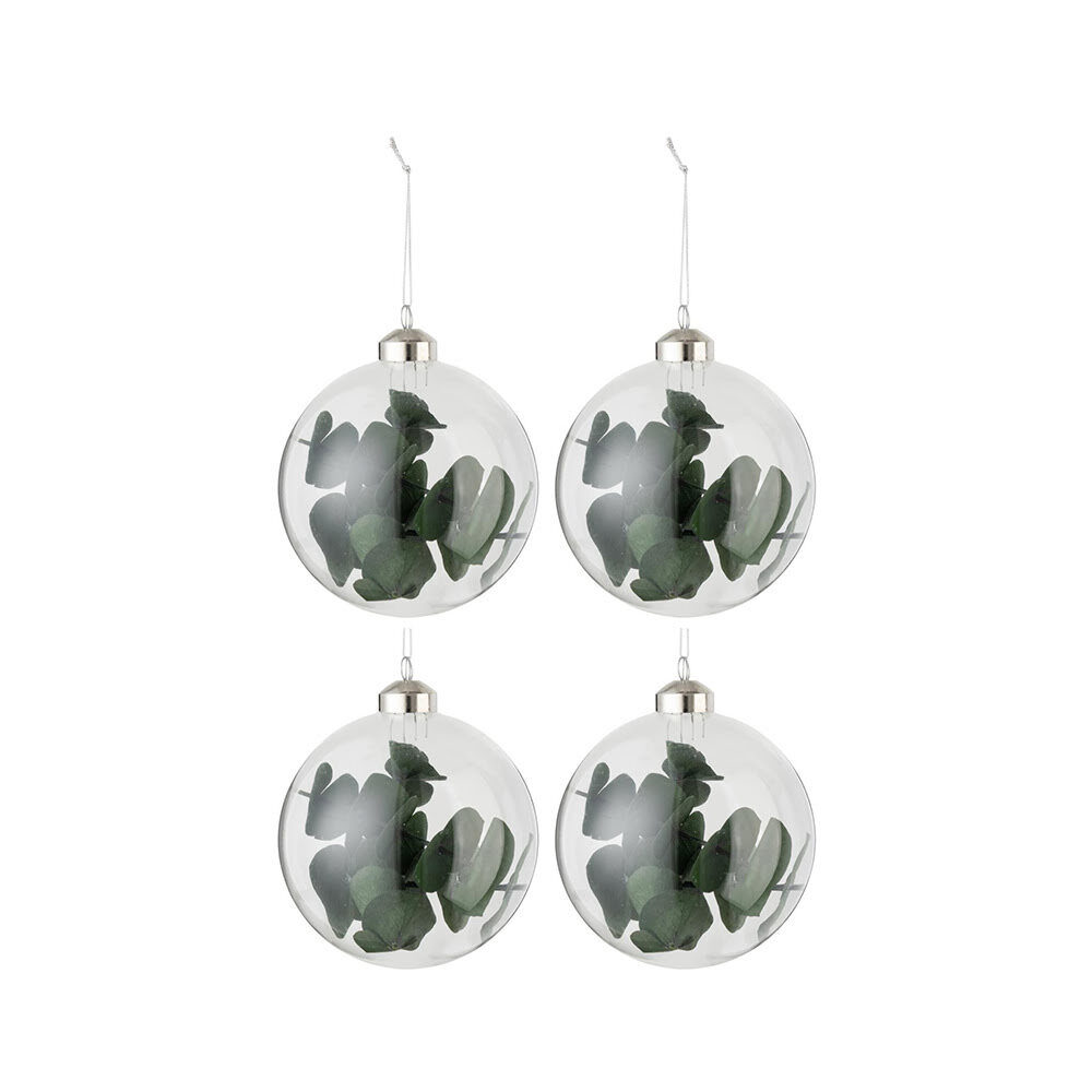 X4ST KERSTBALLEN GEDROOGDE EUCALYPTUS GROEN TRANSP M
