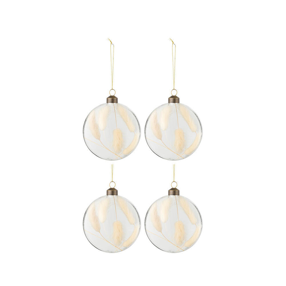 X4ST KERSTBALLEN PLAT GEDROOGDE HAZENSTAART BEIGE TRANSP