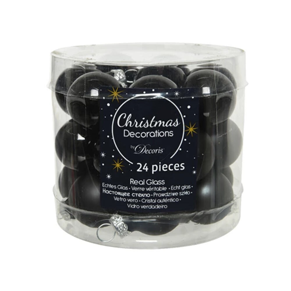 X24PCS BOULE DE NOËL BLACK 25MM