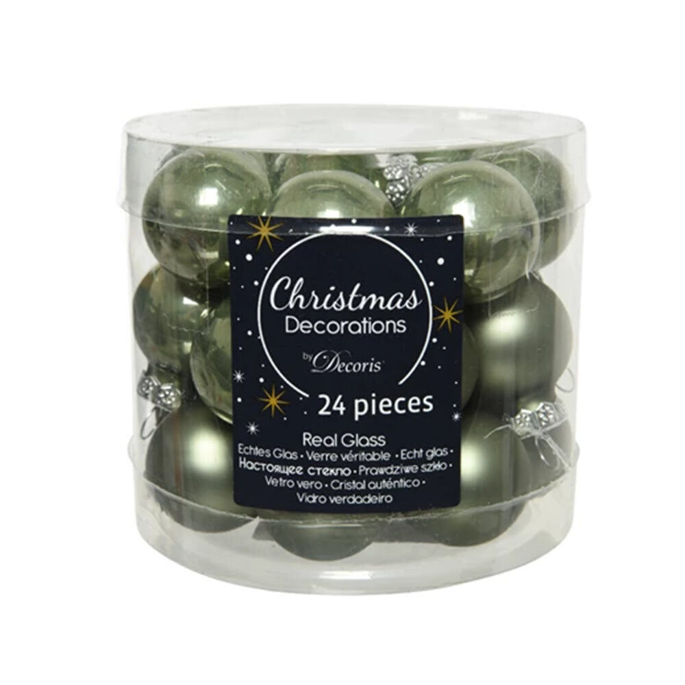 X24PCS BOULE DE NOËL MOSS GREEN   25MM