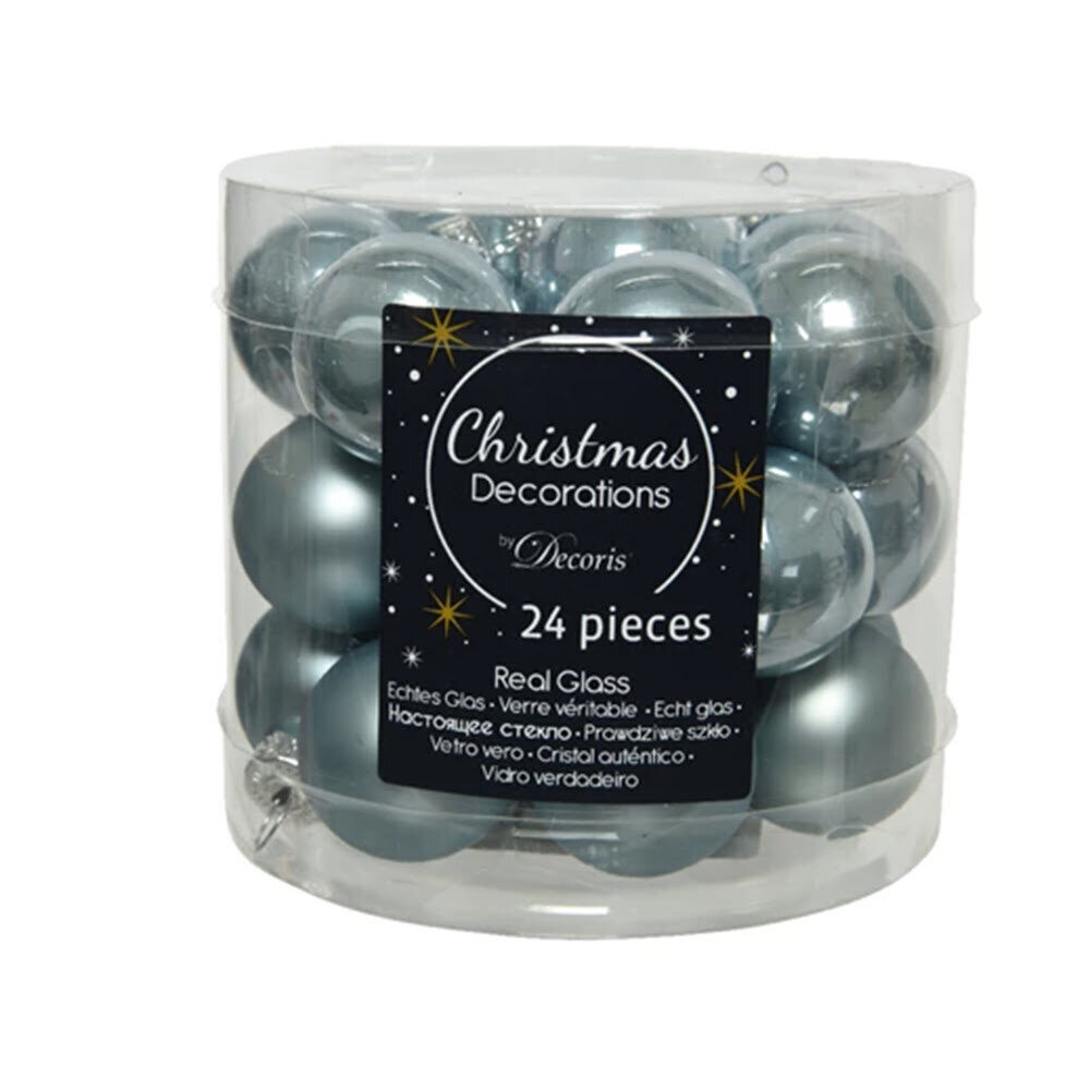 X24PC BOULE DE NOËL MISTY BLUE 25MM
