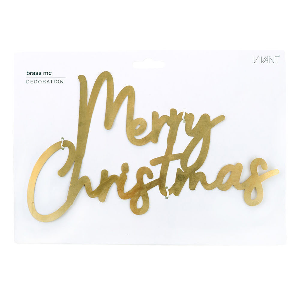 X1PC BRASS MERRY CHRISTMAS GOLD 24,7CM/16CM