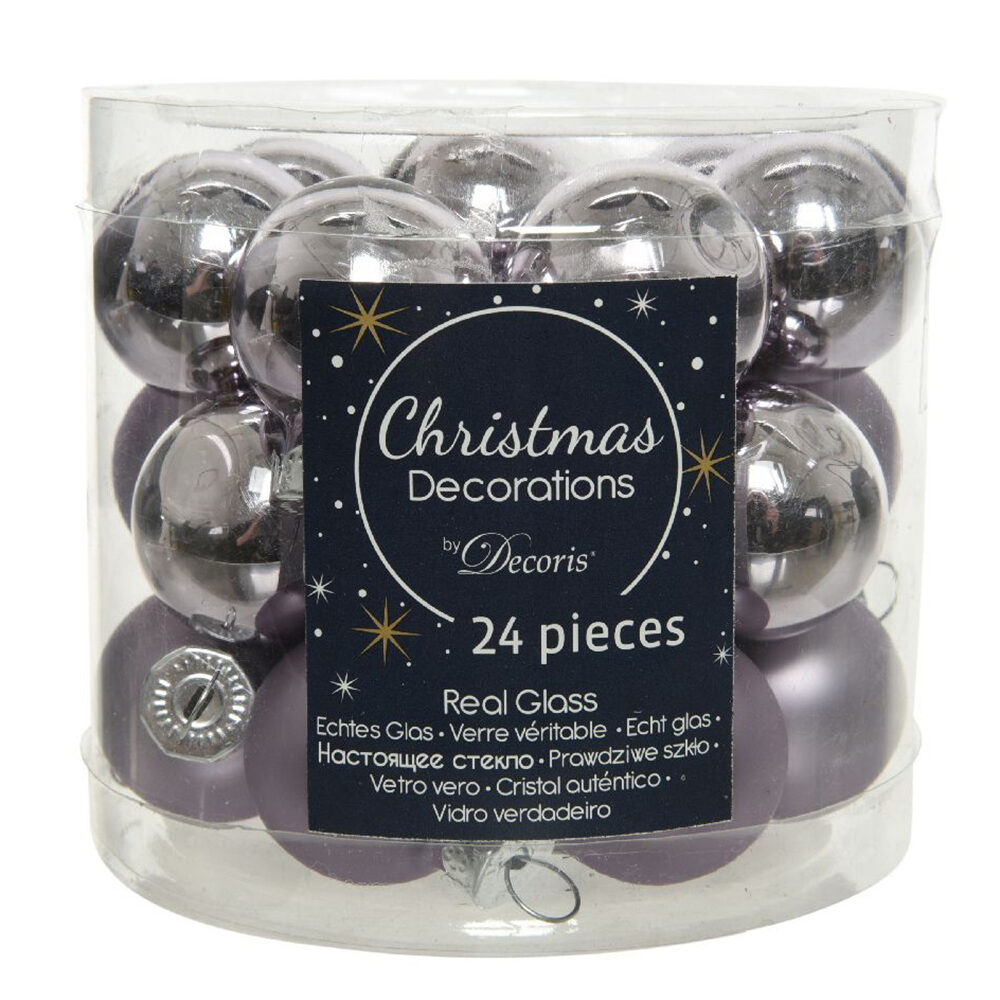 X24PC BOULES DE NOEL LILA GIVRE 2,5CM
