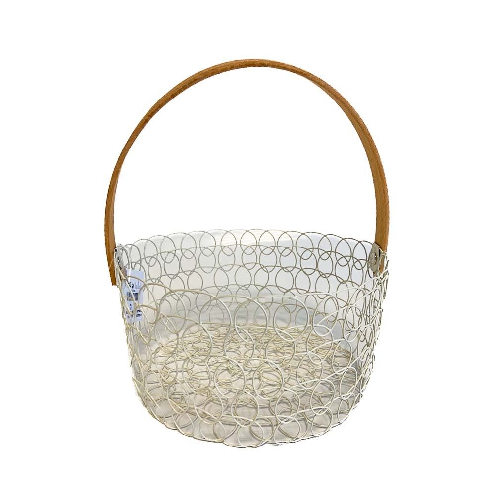 X1PCS BASKET IN IRON WITH HANDLE YELLOW 20X20X10CM