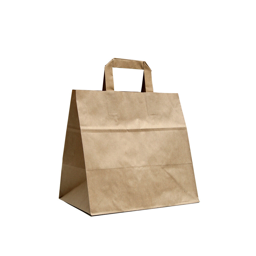 X250PC SAC PAPIER 70G POGNEE PLAT BRUN 26X17X25CM