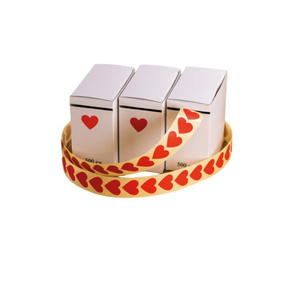 X500PCS AUTOCOLLANT COEUR ROUGE 2CM