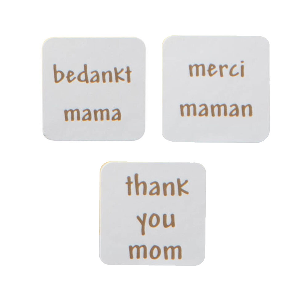 X500ST STICKERS BEDANKT MAMA VIERKANT 3X3CM