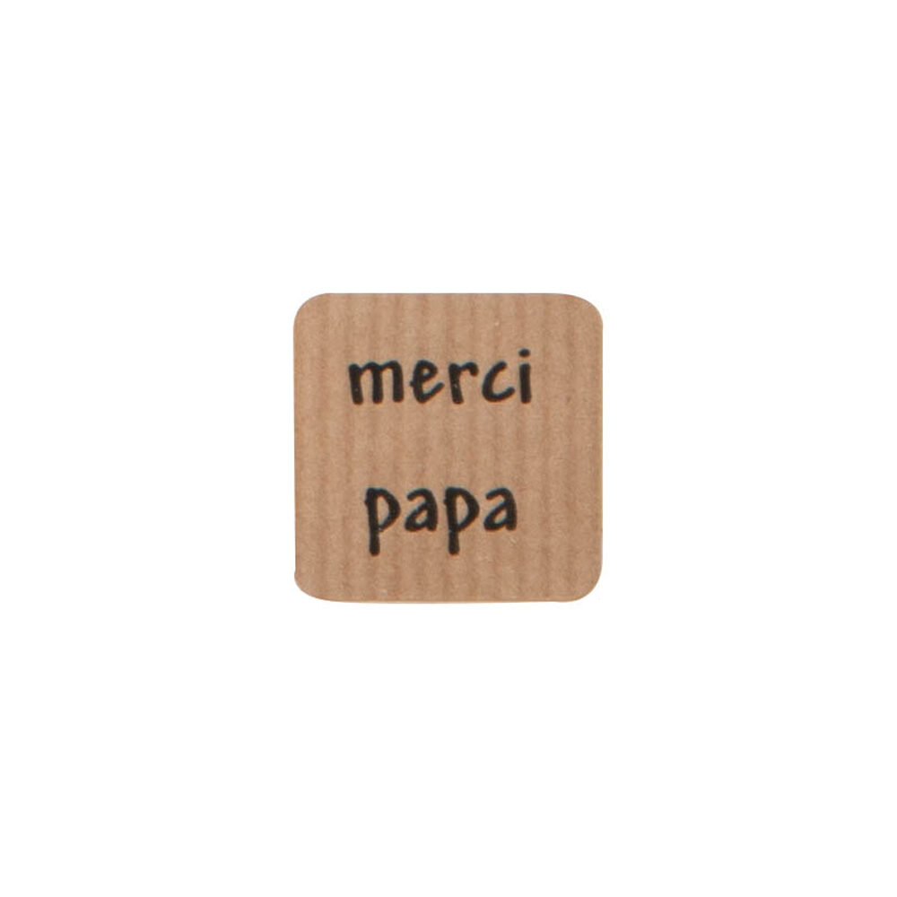 X500PC STICKERS MERCI PAPA SQUARE KRAFT 3X3CM