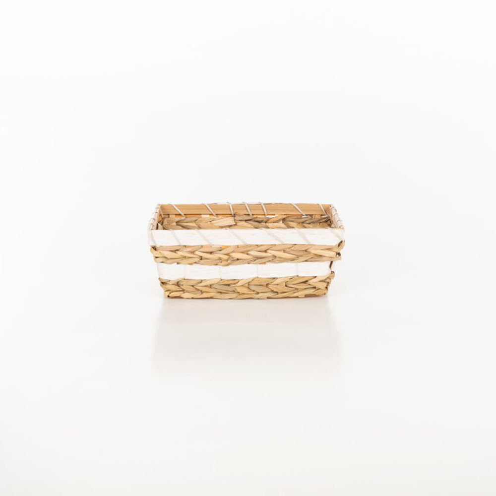 X1PC BASKET WHITE/BEIGE 28X20XH10CM
