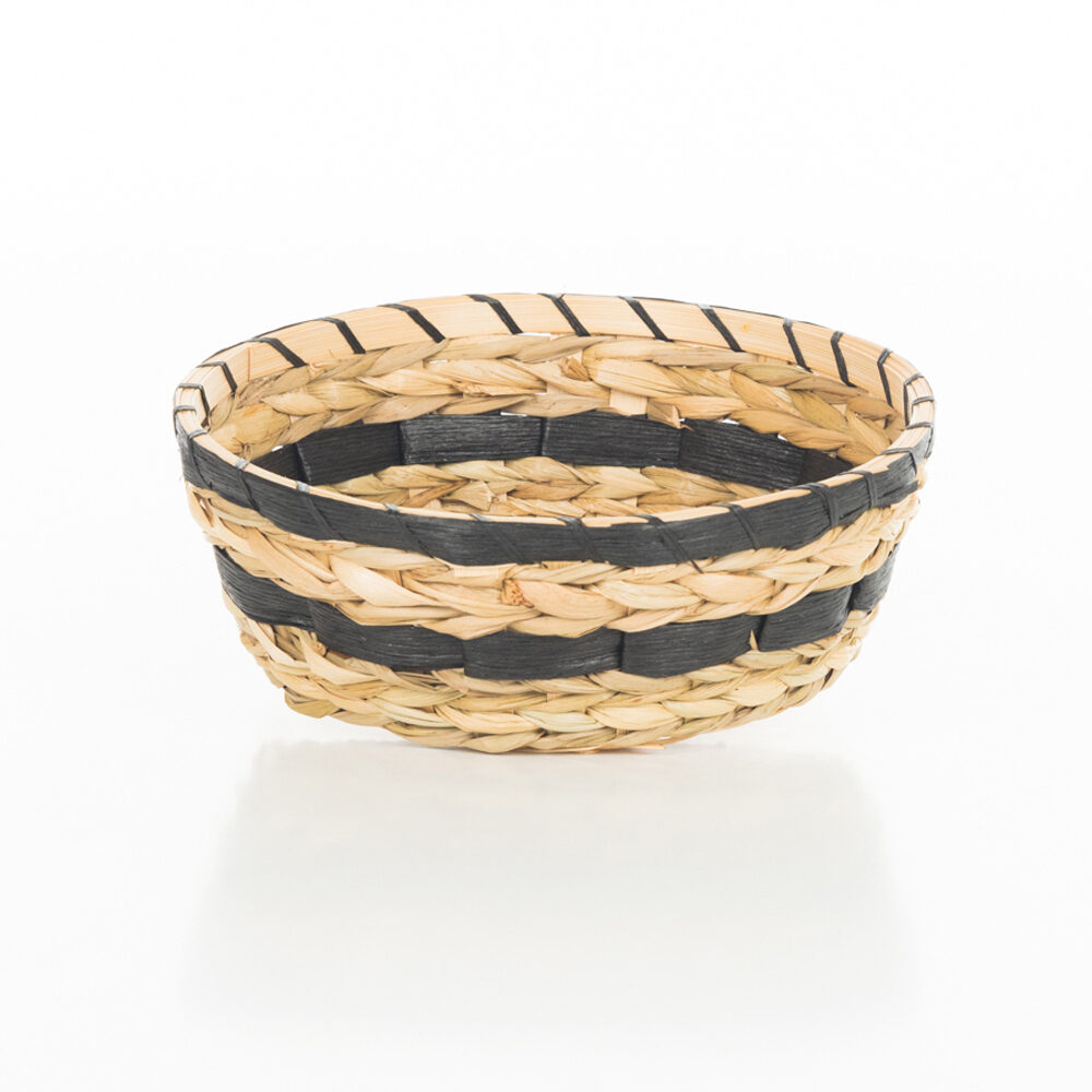 X1ST MANDJE BAMBOE ROND ZWART/BEIGE 28CM