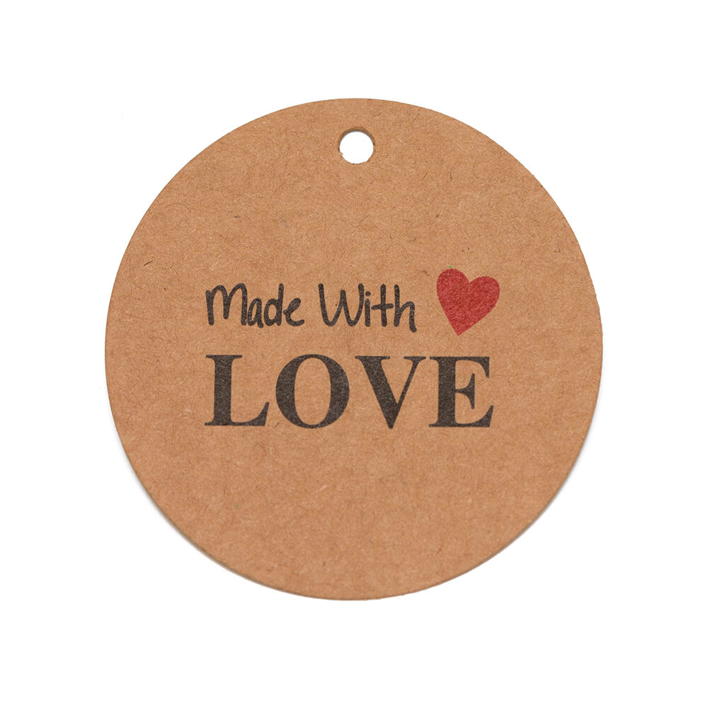 X50ST KRAFT PAPER TAG MADE WITH LOVE 5CM