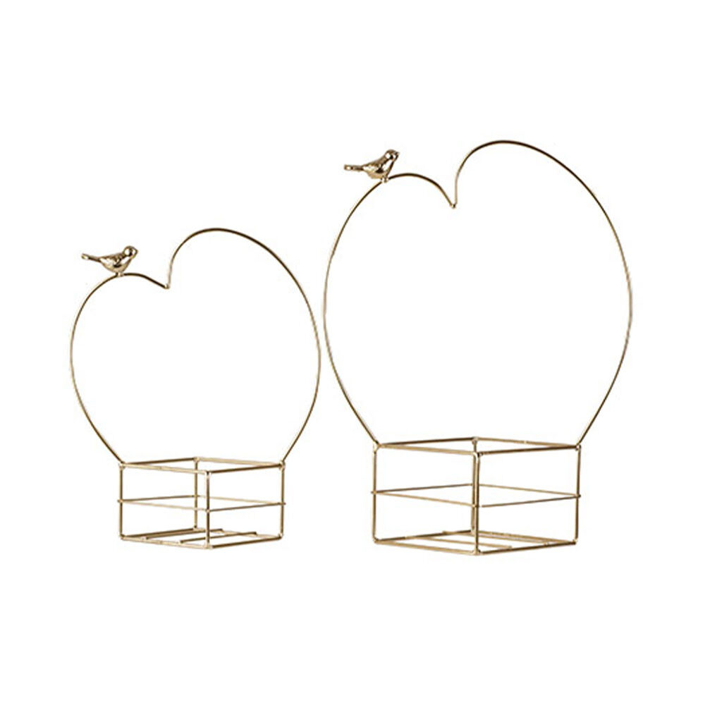 X1PR BASKET BIRD GOLD HEART METAL