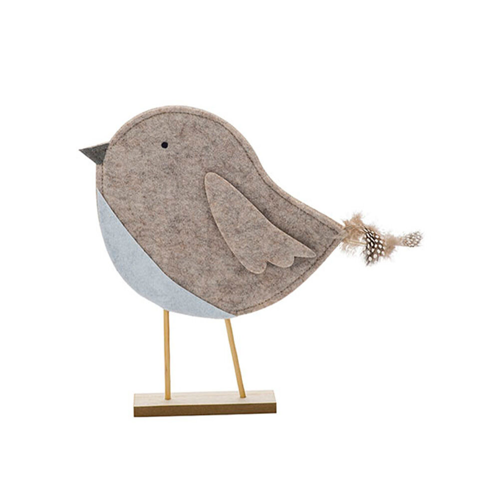 X1PC OISEAU BEIGE 22X4X24CM FEUTRE
