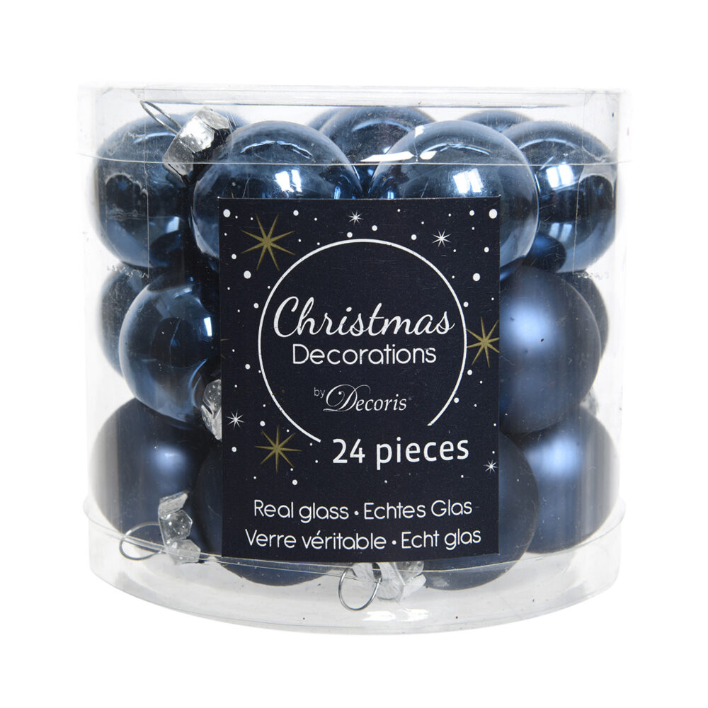 X24PC MINI BAUBLES NIGHT BLUE 2,5CM