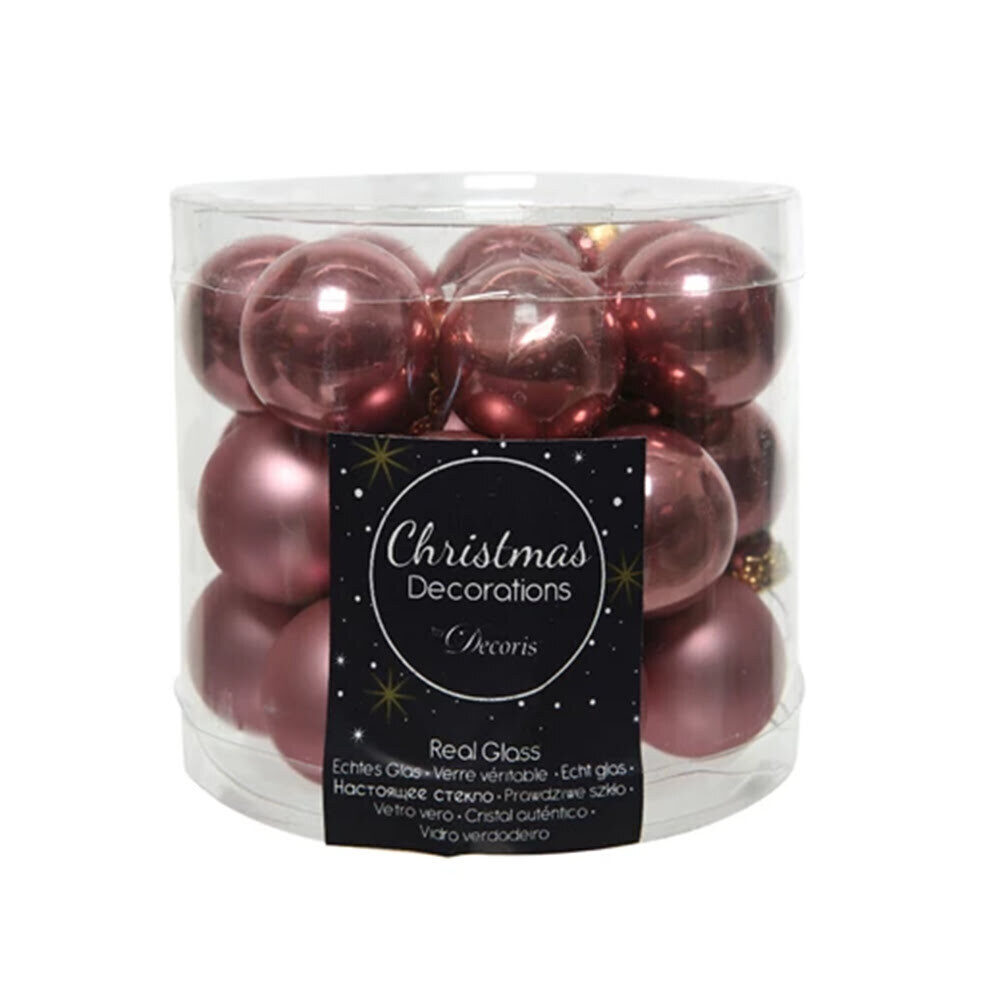 X24PC MINI BAUBLES PINK VELVET 2,5CM