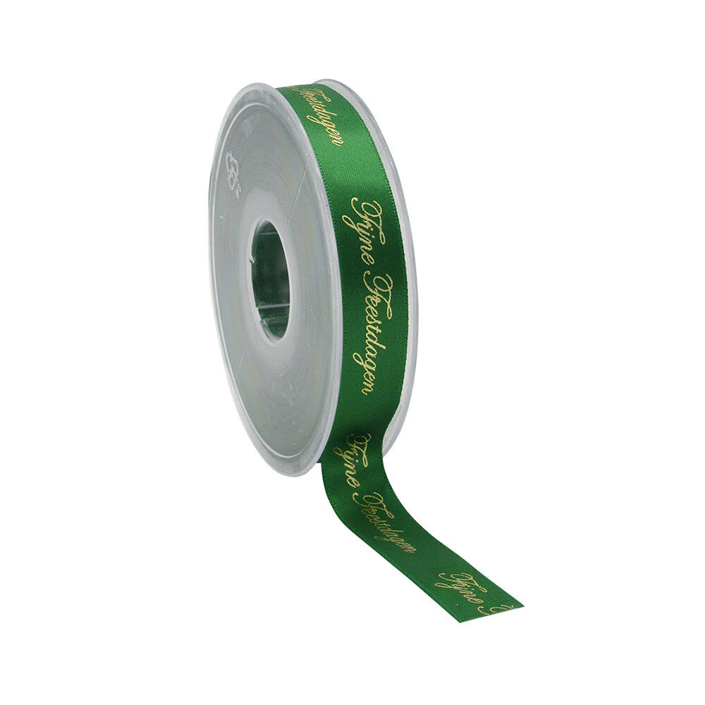 X1ST LINT SATIJN "FIJNE FEESTDAGEN" DONKER GROEN 15MMX25M