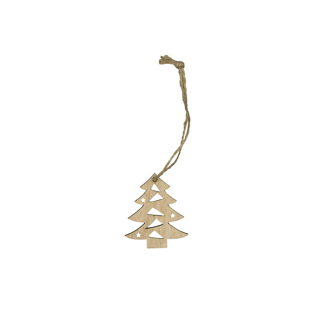 X24PCS PENDANT WOOD X-MAS TREE 5CM