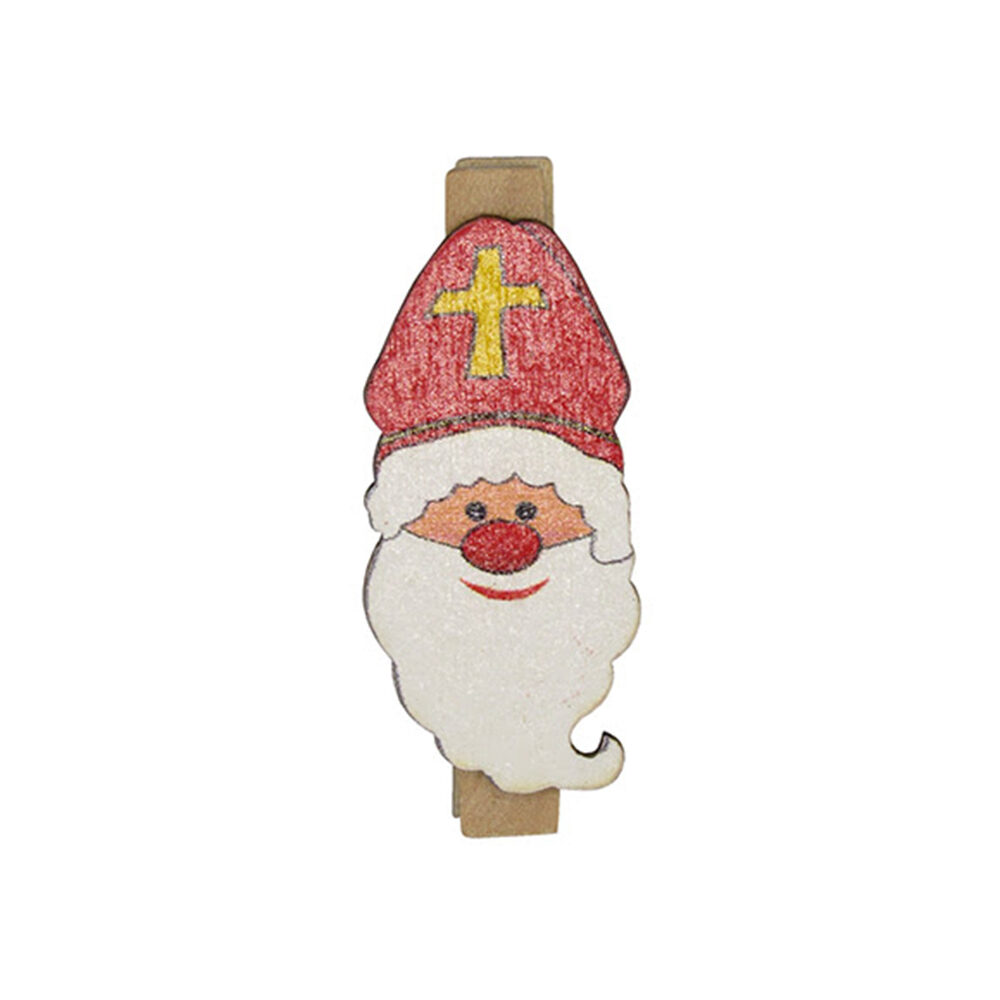 X36PCS CLIPS WOOD SINTERKLAAS  RED2,5CM