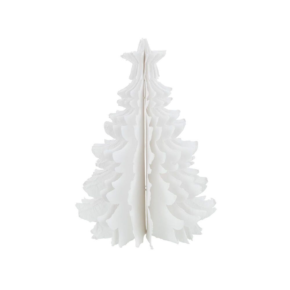 X1PC CHRISTMAS TREE WITH STAR COT MACHE  WHITE