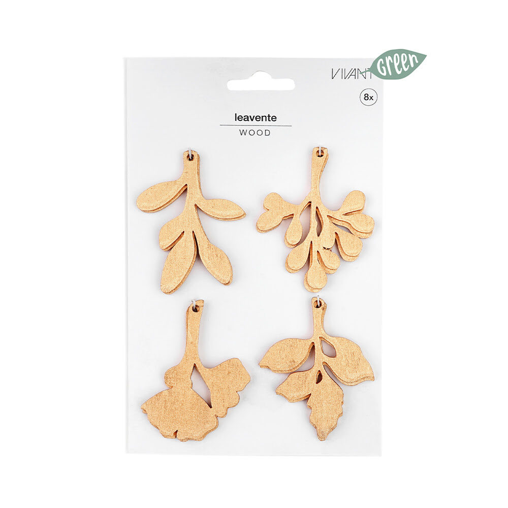 X8PCS DECO WOOD LEAVENTE