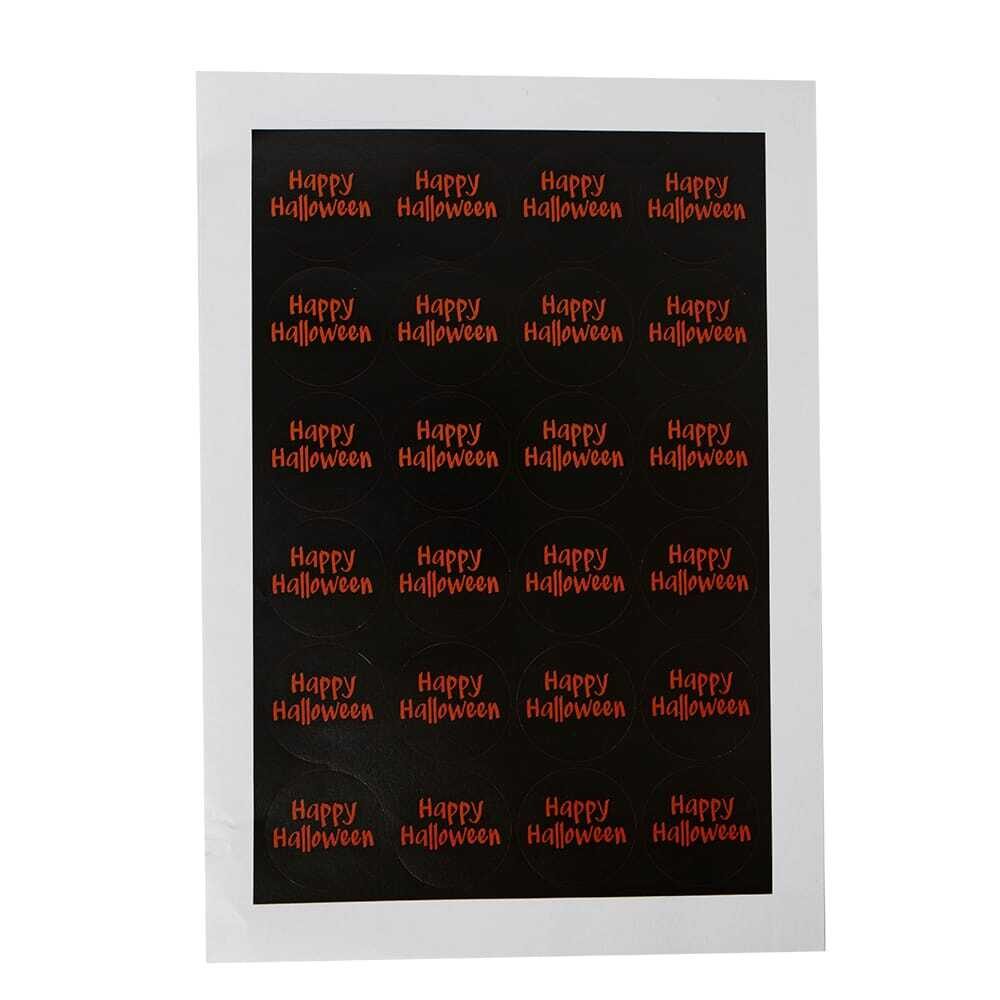X120PCS STICKERS HAPPY HALLOWEEN 4CM BLACK - ORANGE