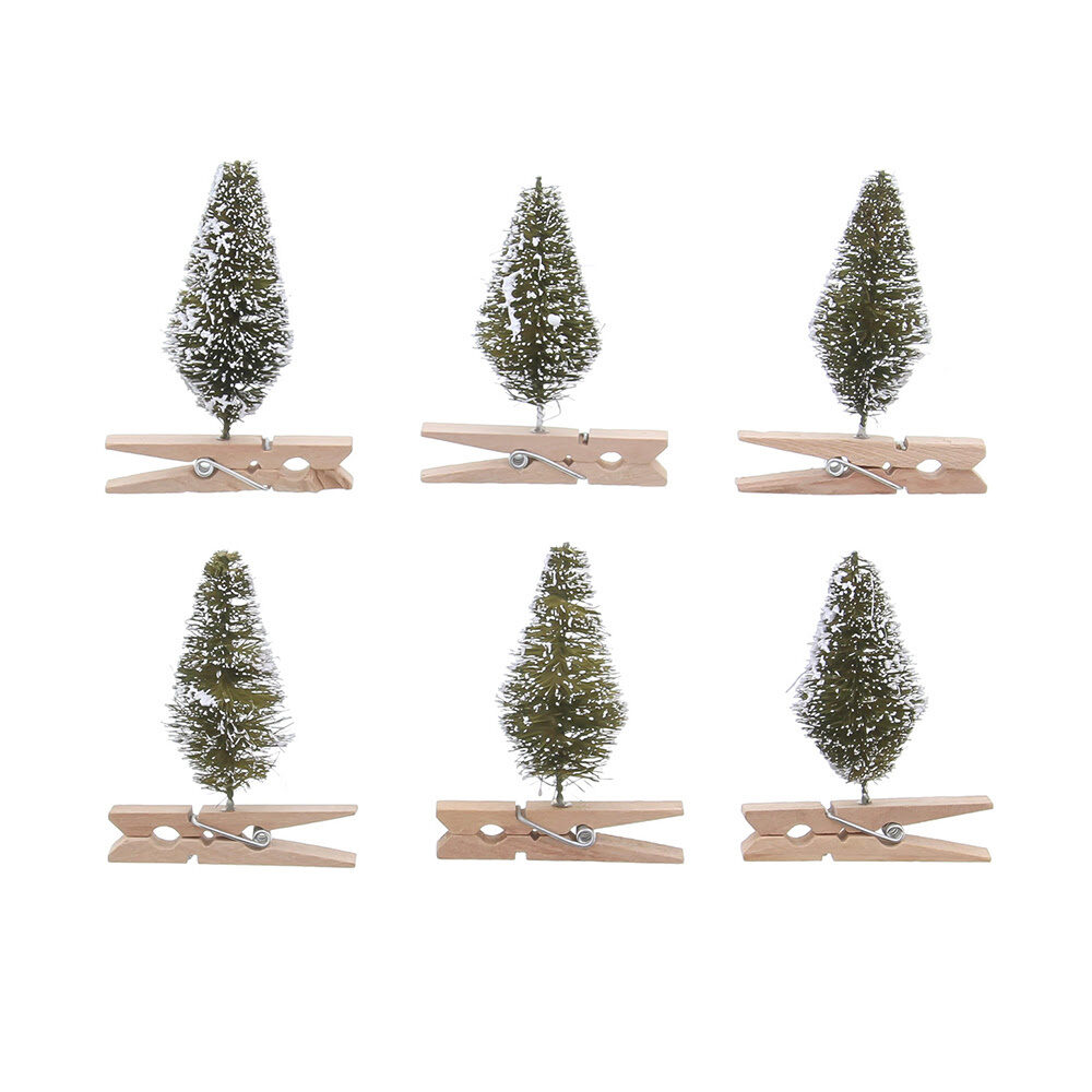 X6PC CLIP CHRISTMAS TREE "BRUSH" GREEN