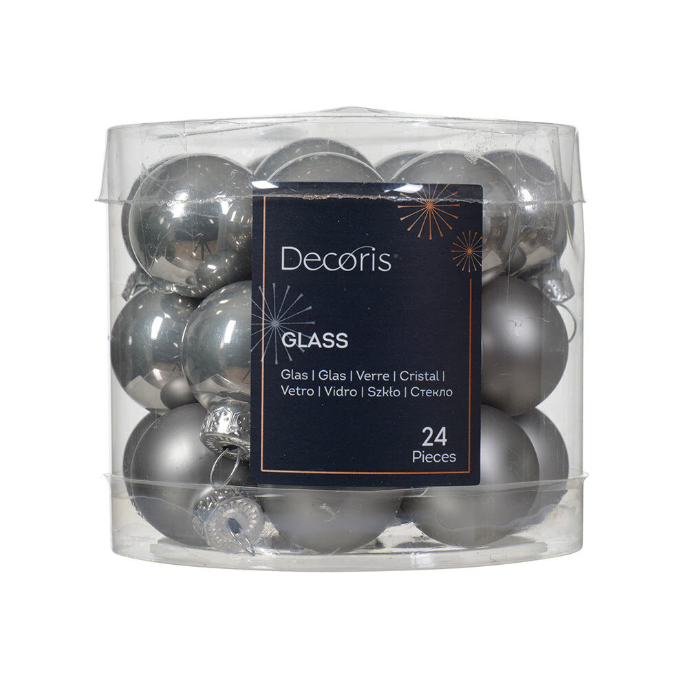 X24PCS CHRISTMAS BALL GRAY 2,5CM