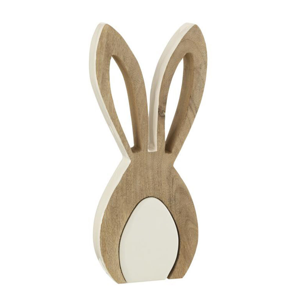 X1ST KONIJNENOREN WIT/ HOUT 32CM