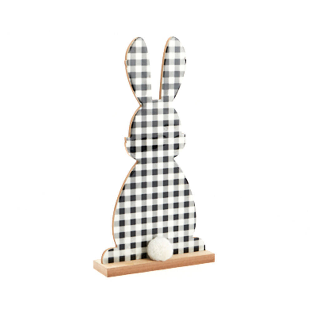 X1PC DECO LAPIN A CARREAUX NOIR/BLANC H39CM