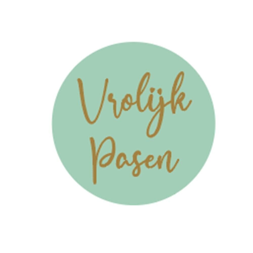 X100ST STICKER "VROLIJK PASEN " GROEN 3.9 CM