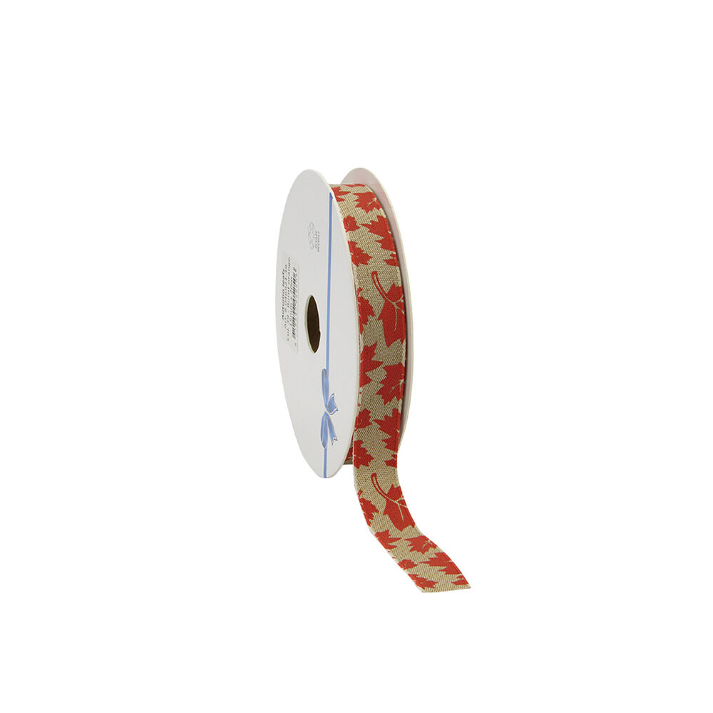X1PC RIBBON AUTUMN LEAFS ORANGE 15MX15MM