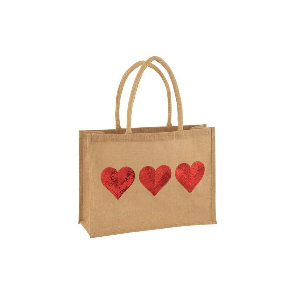 X1PC SAC AVEC 3 COEURS A PAILLETTES ROUGE 43X16X33CM