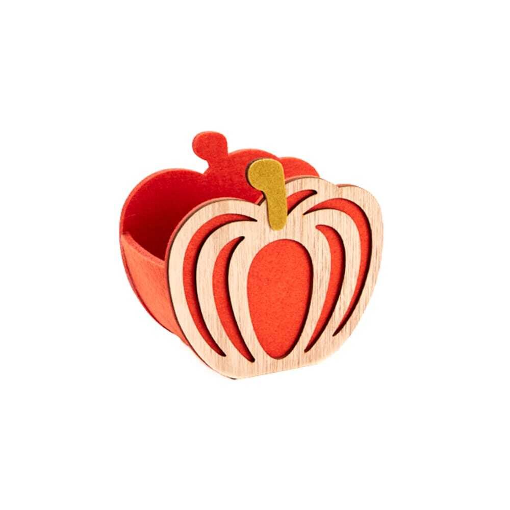 X1PC BASKET PUMPKIN OF WOOD 14,5X8X13,5CM