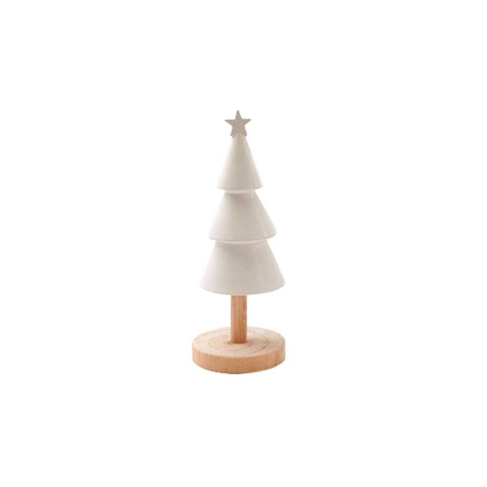 X1PC TREE WHITE ON WOODEN BASE H29CM