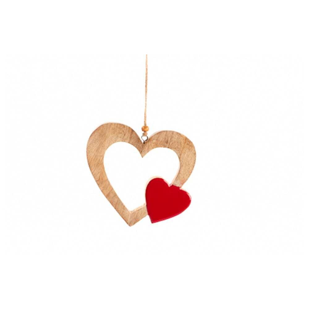 X1PC PENDANT COEUR WITH WOOD 15CM