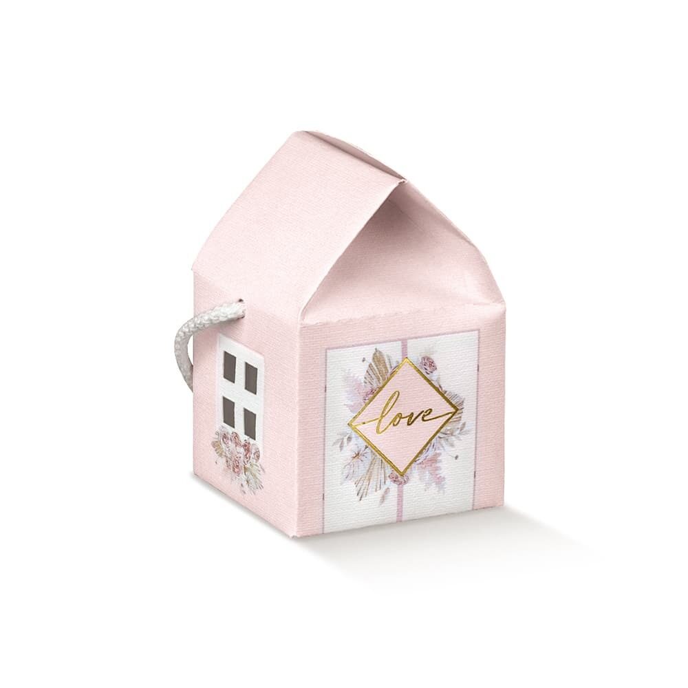 X1ST HUISJE PAMPAS LOVE ROZE 55 X 55 X 50 MM