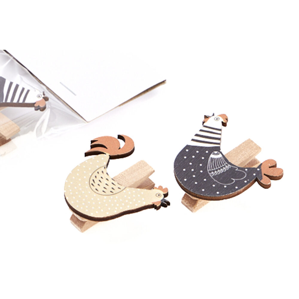X6PC PINCE BOIS POULET MURIELLE 4CM