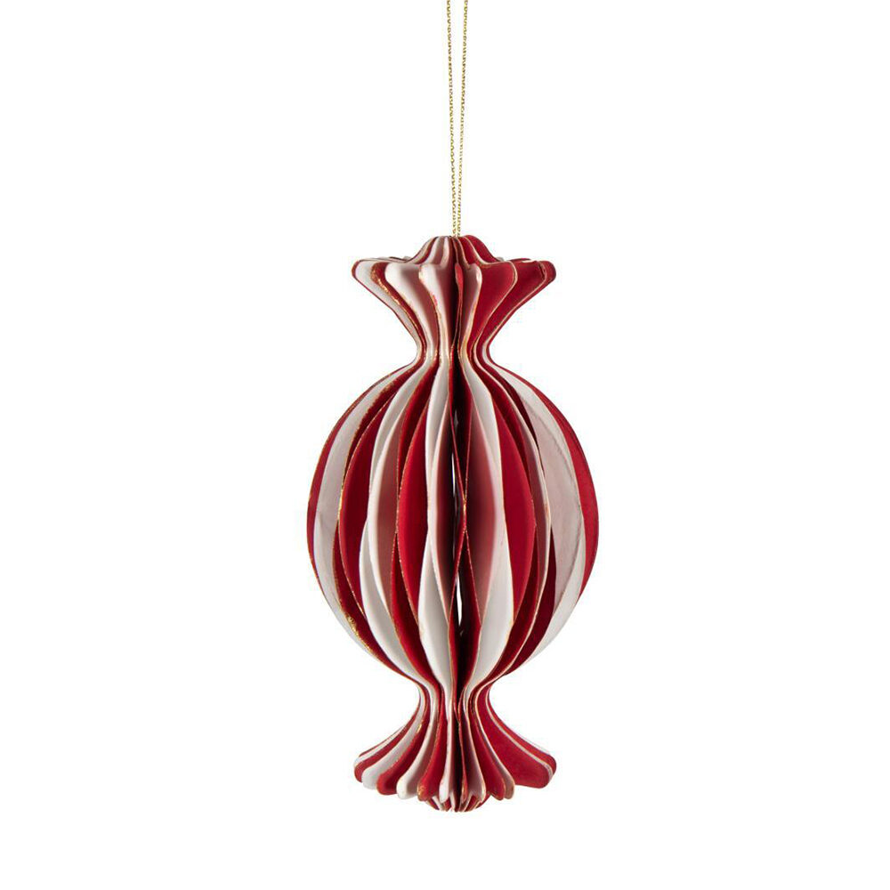 X1PC PENDANT CANDY RED WHITE PAPER 15CM